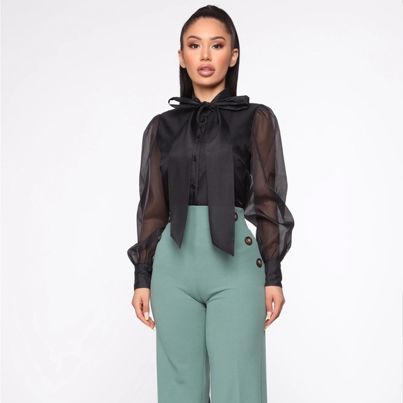 Fashion Nova Gothic puff sleeve Blouse - Picture 1 of 10